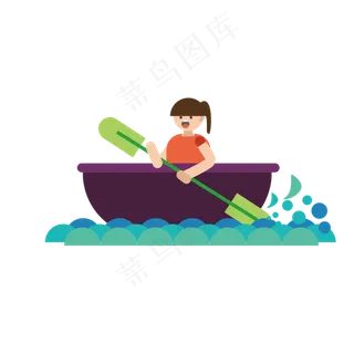 端午节划船小女孩