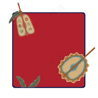 中国古代摇扇芭蕉美人复古装饰边