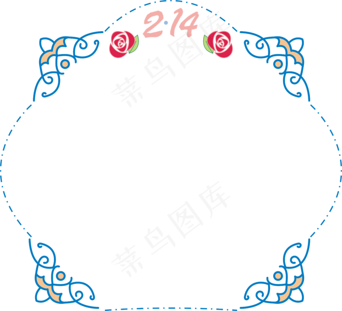 手绘情人节玫瑰边框