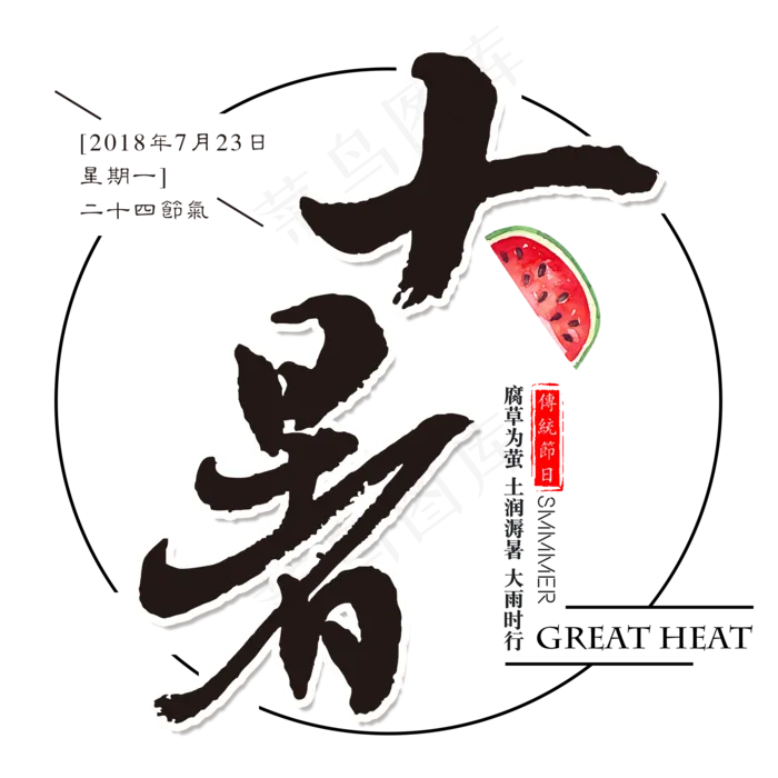 二十四节气大暑艺术字免扣PNG(2000X2000(DPI:300))psd模版下载