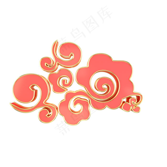红色金色中国风祥云,免抠元素