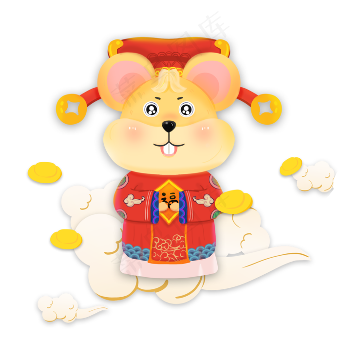 2020鼠年门神新年新春财神,免抠元素(3500X3500(DPI:300))psd模版下载