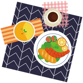 ins风餐桌早午餐,免抠元素