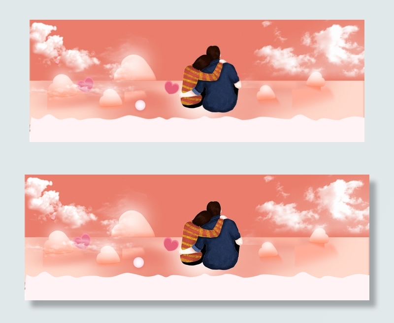 520情侣坐着banner背景图