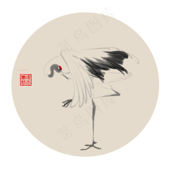 中国风古典水墨花鸟古风矢量图,免抠元素