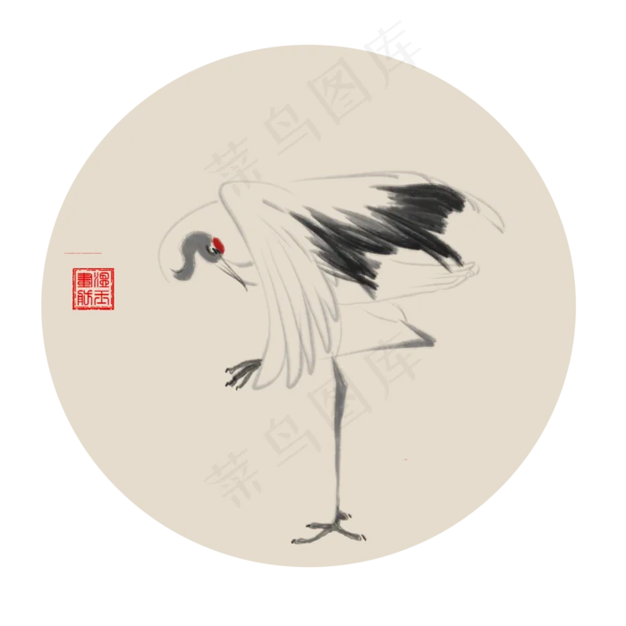中国风古典水墨花鸟古风矢量图,免抠元素