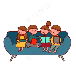 手绘卡通矢量学生寒假读书,免抠元素