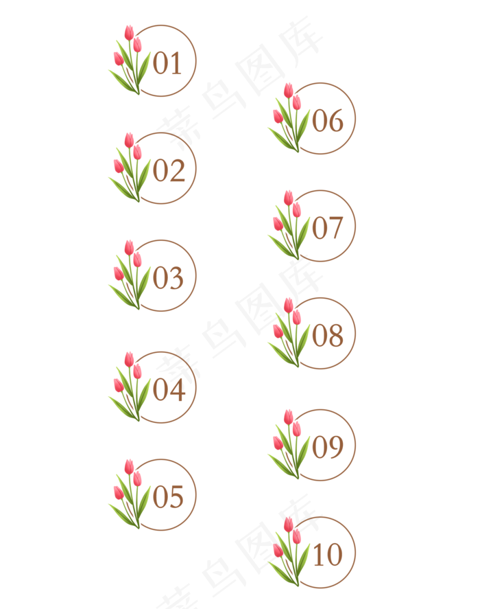 郁金香母亲节微信公众号数字序号(2000X2534(DPI:300))psd模版下载