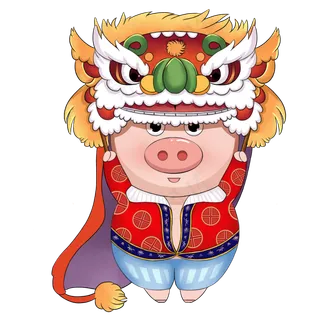手绘卡通猪年2019年金猪猪年大吉�,免抠元素
