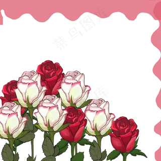 女王节玫瑰花素材边框,免抠元素