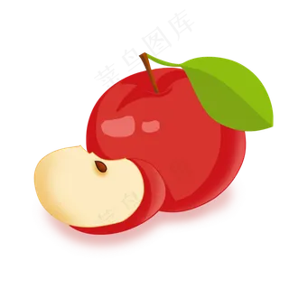 两个苹果手绘水果红色