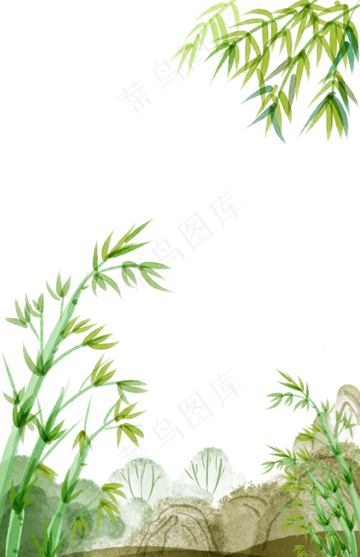中国风水彩竹边框(1069X1654(DPI:300))psd模版下载