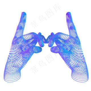 科技智能双手魔幻数据点状蓝色对,免抠元素