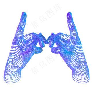 科技智能双手魔幻数据点状蓝色对,免抠元素