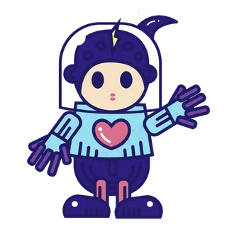 创意太空机器人涂鸦设计,免抠元素