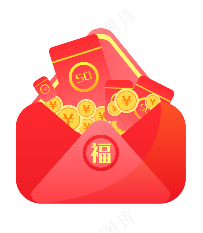 红色电商红包,免抠元素ai矢量模版下载