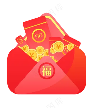 红色电商红包,免抠元素