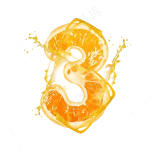 橙子橙汁橙色PSD数字3