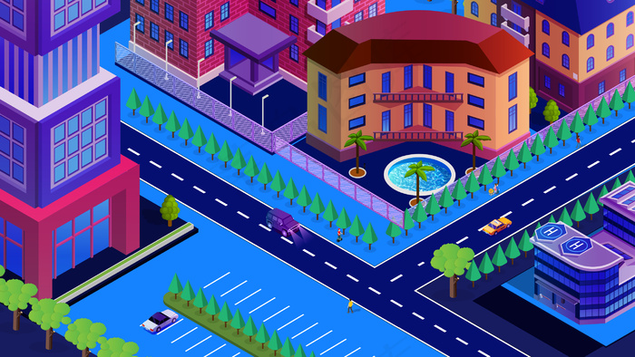 城市道路生活方式插画