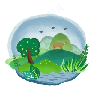 清明节气踏青春色节气农历PNG,免抠元素