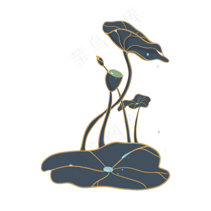 清凉小暑大暑荷叶莲花荷花(2048X2048(DPI:72))psd模版下载