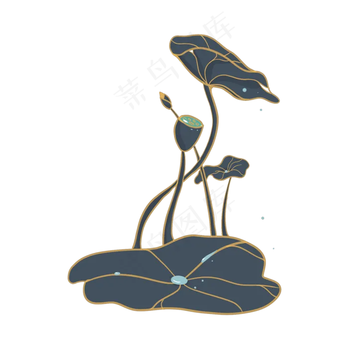 清凉小暑大暑荷叶莲花荷花(2048X2048(DPI:72))psd模版下载