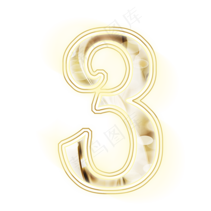 金色光效数字3