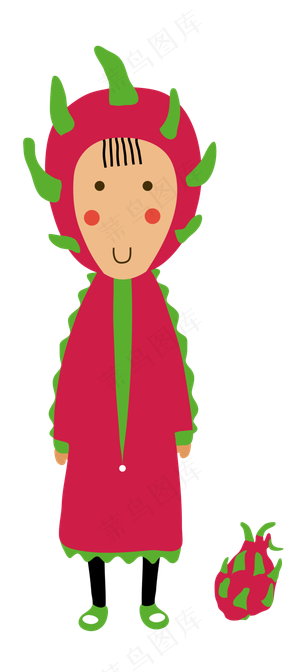 夏季水果火龙果卡通人物