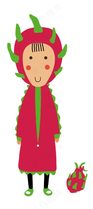 夏季水果火龙果卡通人物