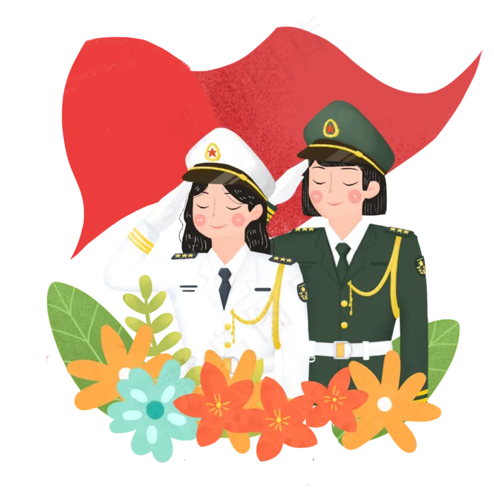 八一建军节敬礼女军人png