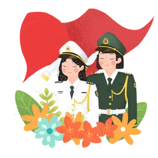 八一建军节敬礼女军人png