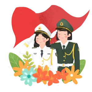 八一建军节敬礼女军人png