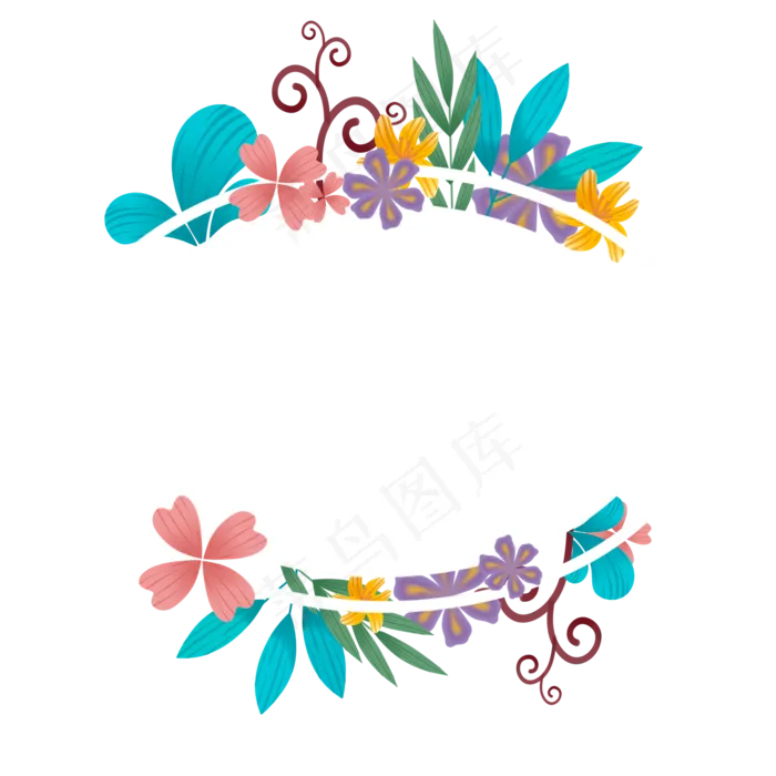 花开植物叶子边框(2000X2000(DPI:299))psd模版下载