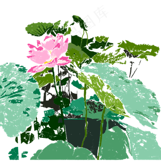 立夏荷花免扣素材