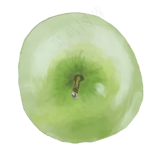 手绘水彩青苹果png