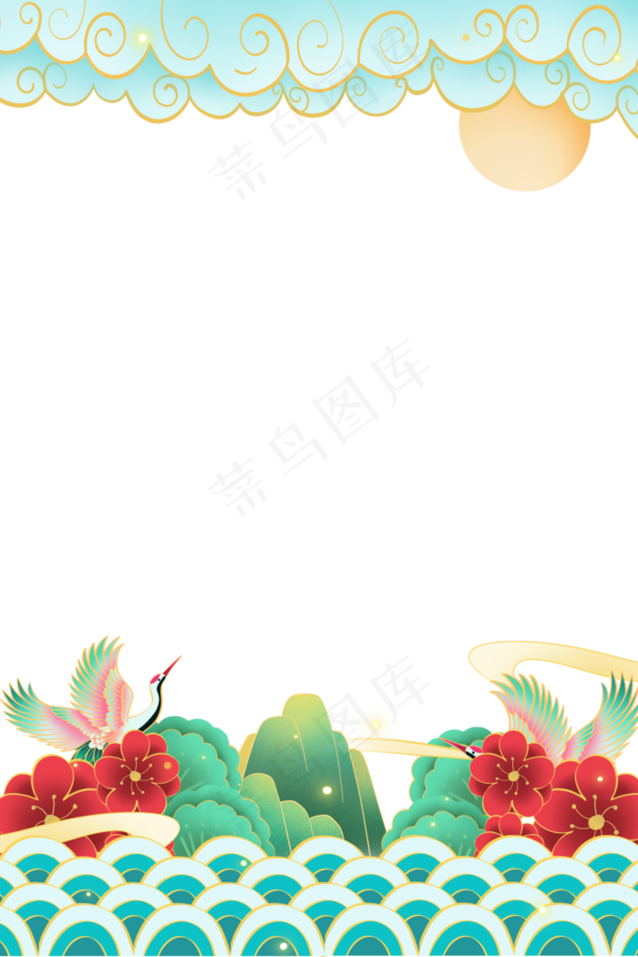 国潮边框,免抠元素