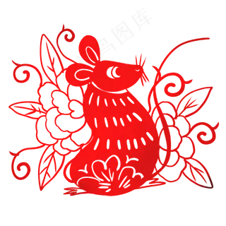鼠年红色剪纸,免抠元素