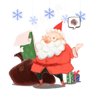 圣诞老人礼物包裹平安夜礼物清单,免抠元素