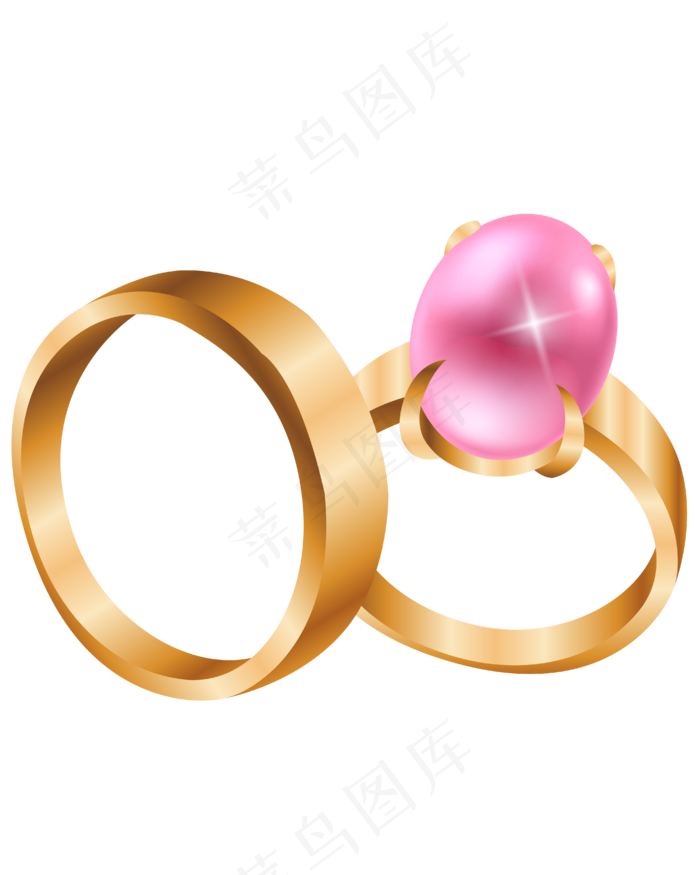 矢量手绘黄金戒指,免抠元素