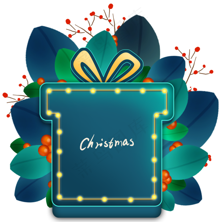 圣诞节礼物盒文字框,免抠元素