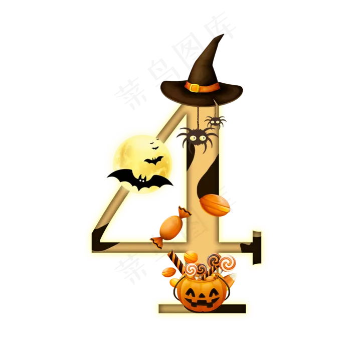 万圣节数字4(2000*2000px 	      )psd模版下载