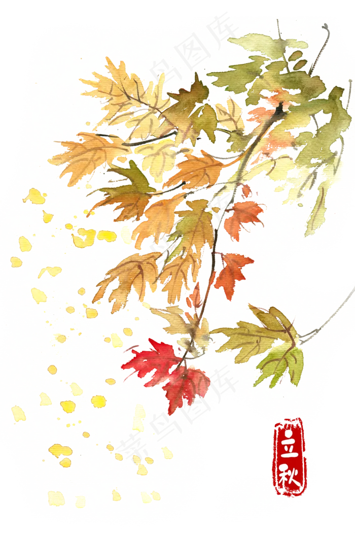 立秋黄色的叶子(4724X7087(DPI:300))psd模版下载