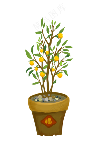 春节贺新年简约风格金桔插图装饰,免抠元素