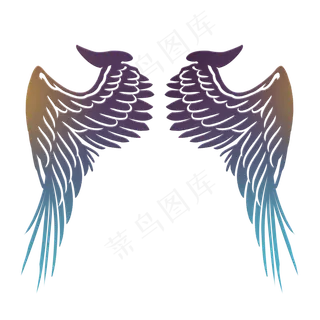 渐变色天使翅膀素材元素,免抠元素