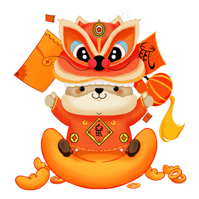鼠年新年快乐,免抠元素(3000X3000(DPI:300))psd模版下载