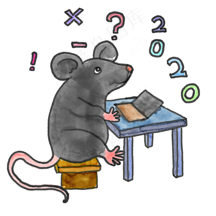 2020鼠年老鼠水墨,免抠元素