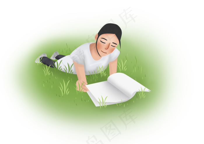 高考在草地上看书的女孩(4961X3508(DPI:300))psd模版下载