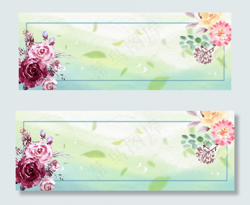 手绘古风花朵海报背景模板