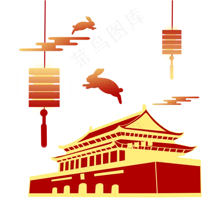 国庆中秋双节创意场景,免抠元素(2000X2000(DPI:96))psd模版下载