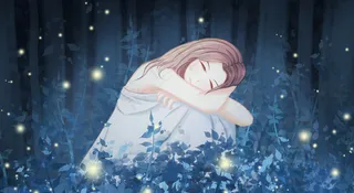 手绘森林里的女孩